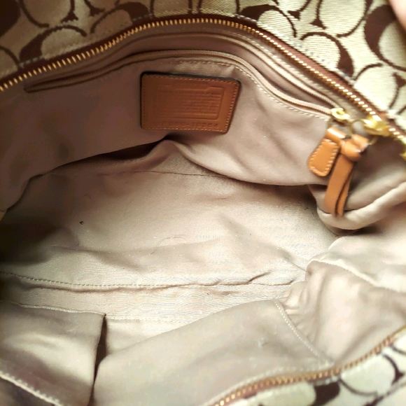 Coach brown gold trim bag great size holds plenty - Picture 3 of 8